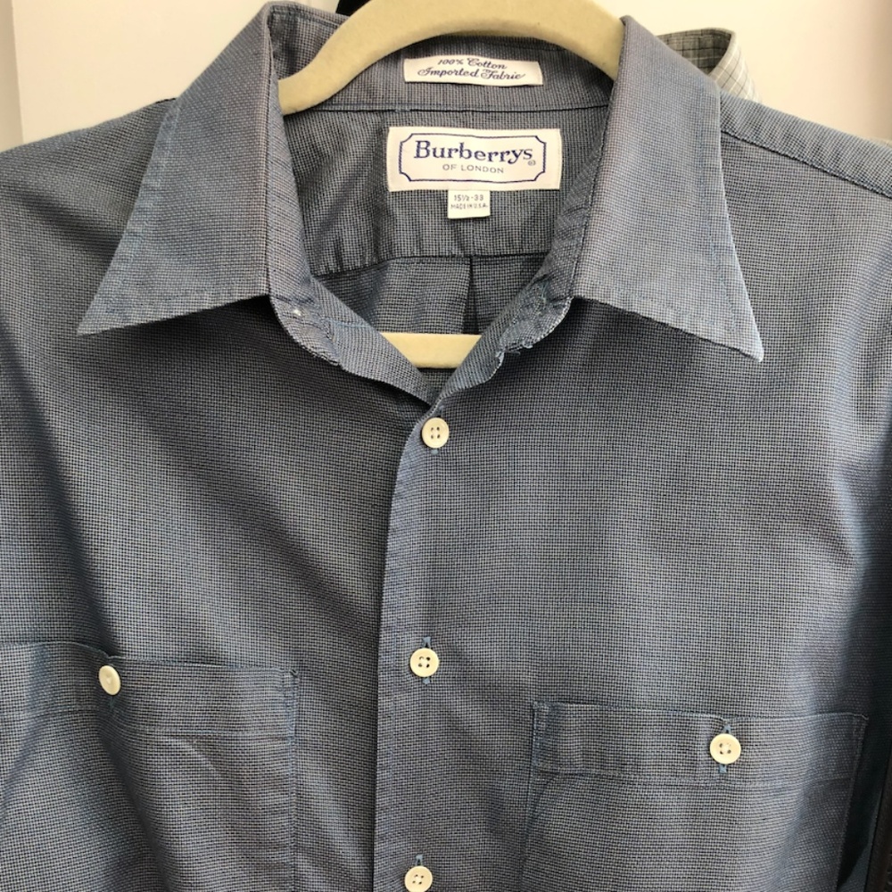Vintage Burberry Blue Textured Dress Shirt